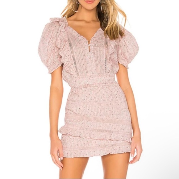 LoveShackFancy Pink Ruffle Mini Dress cottage core large romantic soft delicate - Picture 3 of 16